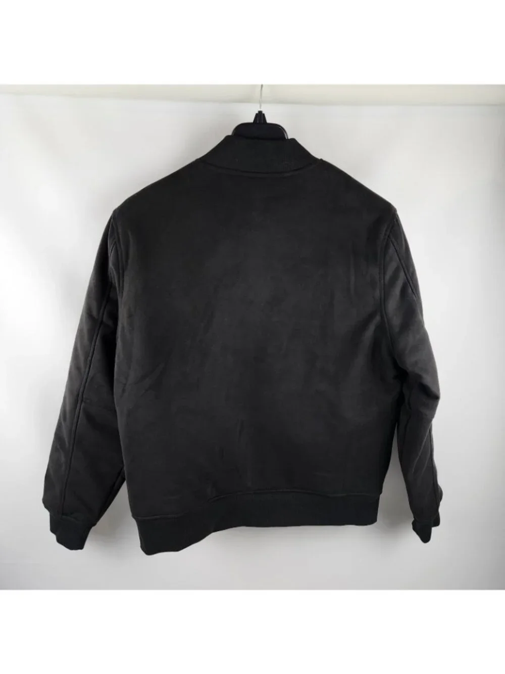 True Religion Jacket Mens Small Jet Black Arch Suede Bomber NWT